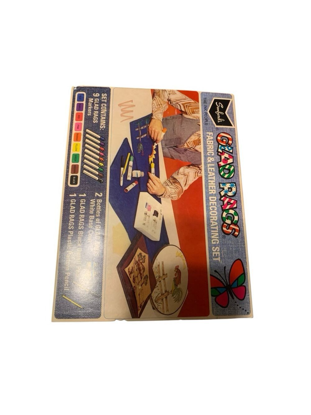 Vntg 70’s Sanford's Glad Rags Fabric & Leather Decorating Set NIB